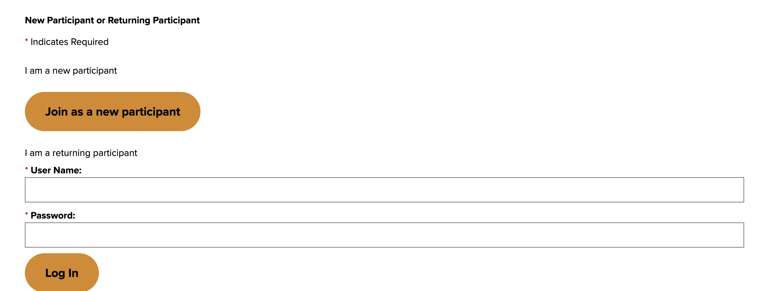 Returning Participant Login