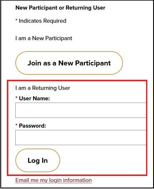 Returning Participant Login