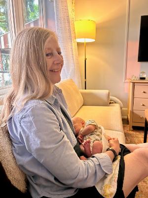 Linda ( Biji ) with her newborn grandson.