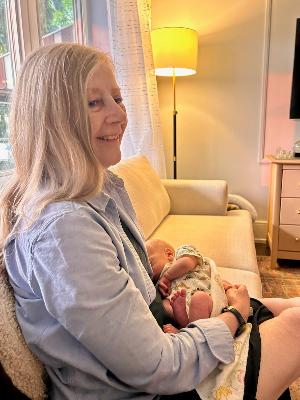 Linda ( Biji ) with her newborn grandson.